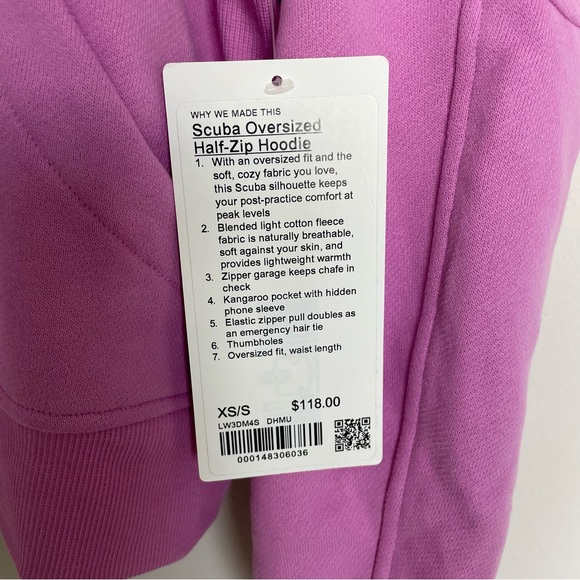 NWT Lululemon Scuba Oversized Half Zip Hoodie Dahlia Mauve Size XS/S - Picture 4 of 12